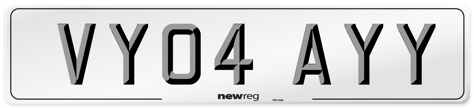 VY04 AYY Number Plate from New Reg